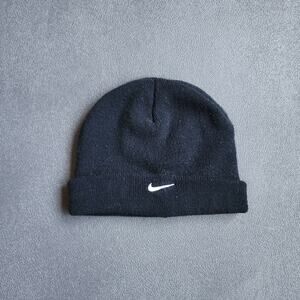 Vintage Y2K Nike Black Rolled Beanie Hat OSFM